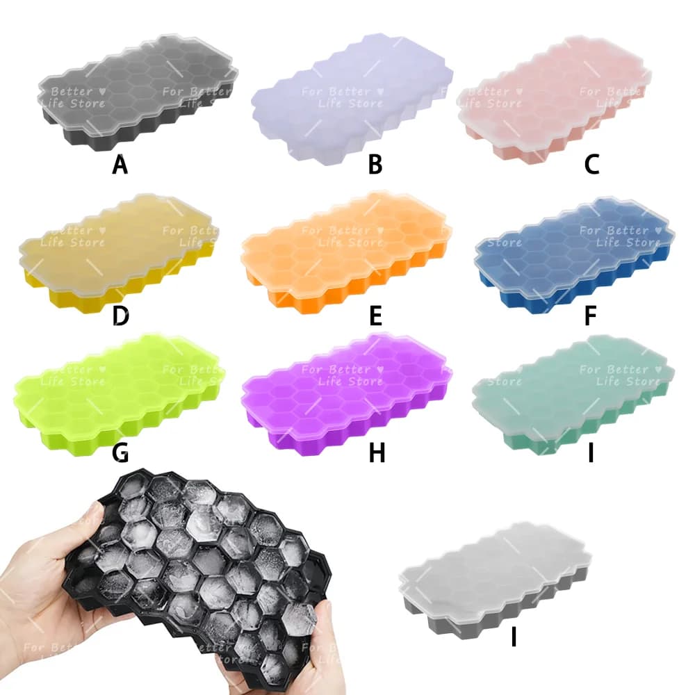 Vaschetta per cubetti di ghiaccio a nido d'ape da 37 scomparti con coperchio