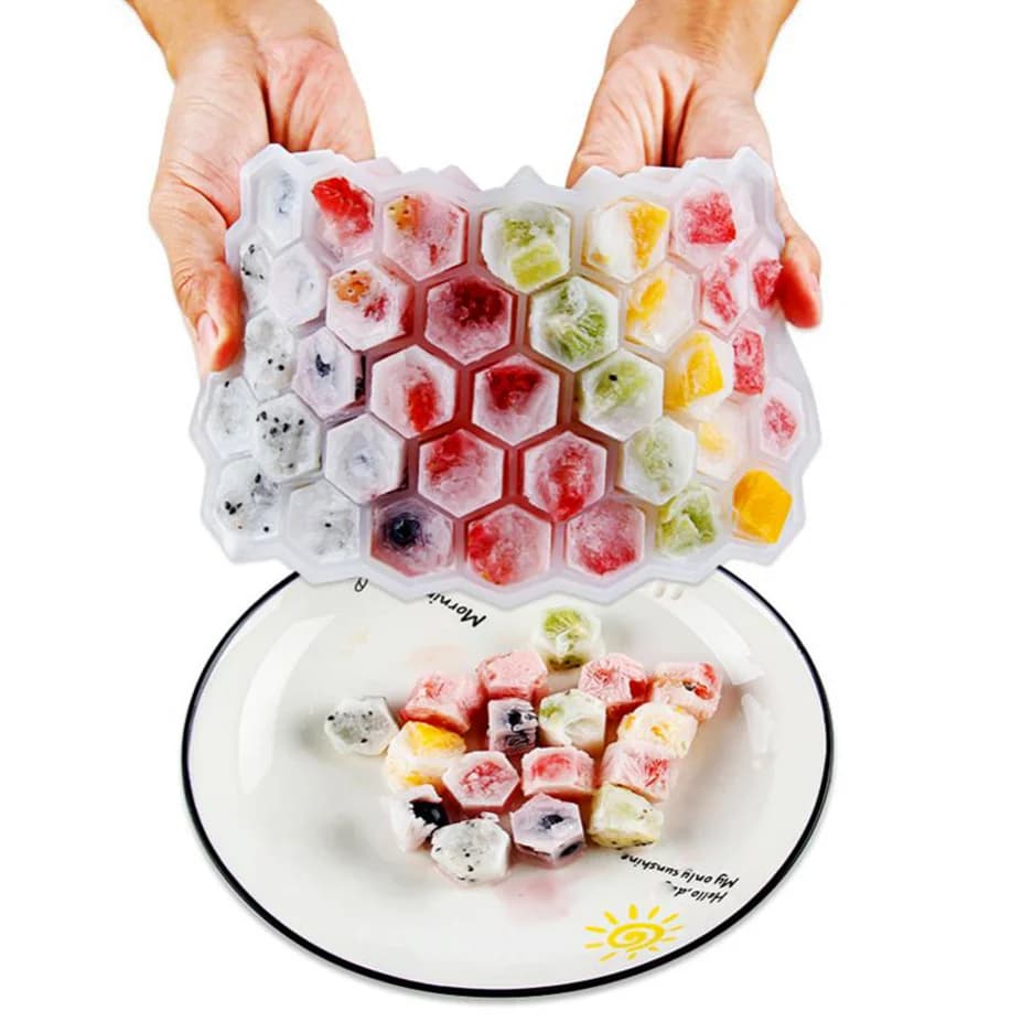 Vaschetta per cubetti di ghiaccio a nido d'ape da 37 scomparti con coperchio