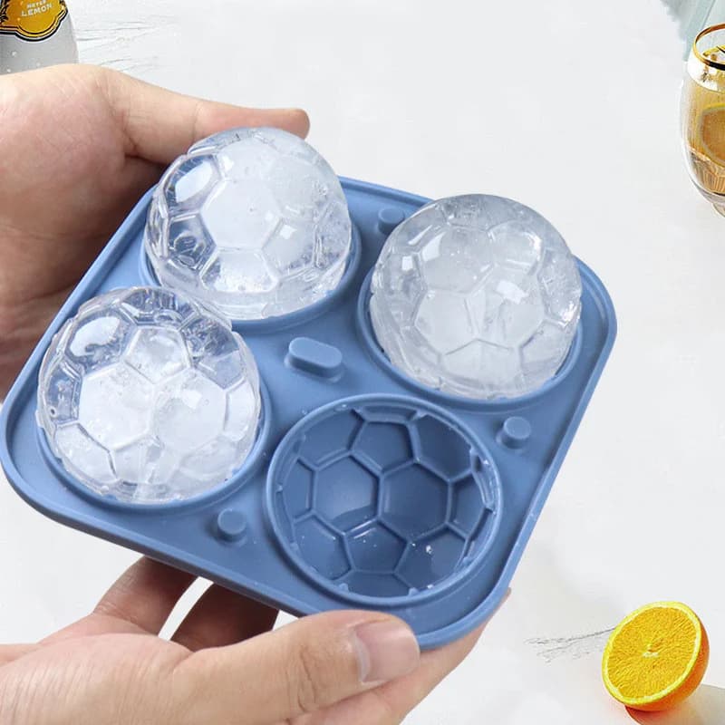 Vaschetta per cubetti di ghiaccio a 4 cavità a forma di pallone con coperchio