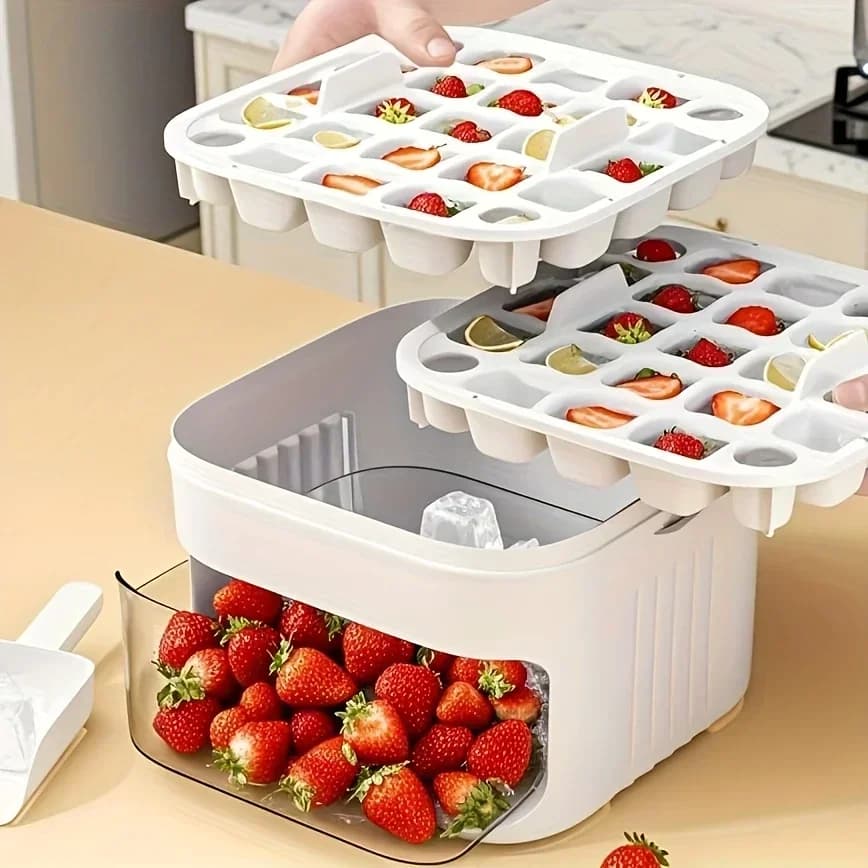 Contenitore per cubetti di ghiaccio a doppio strato grande capacità
